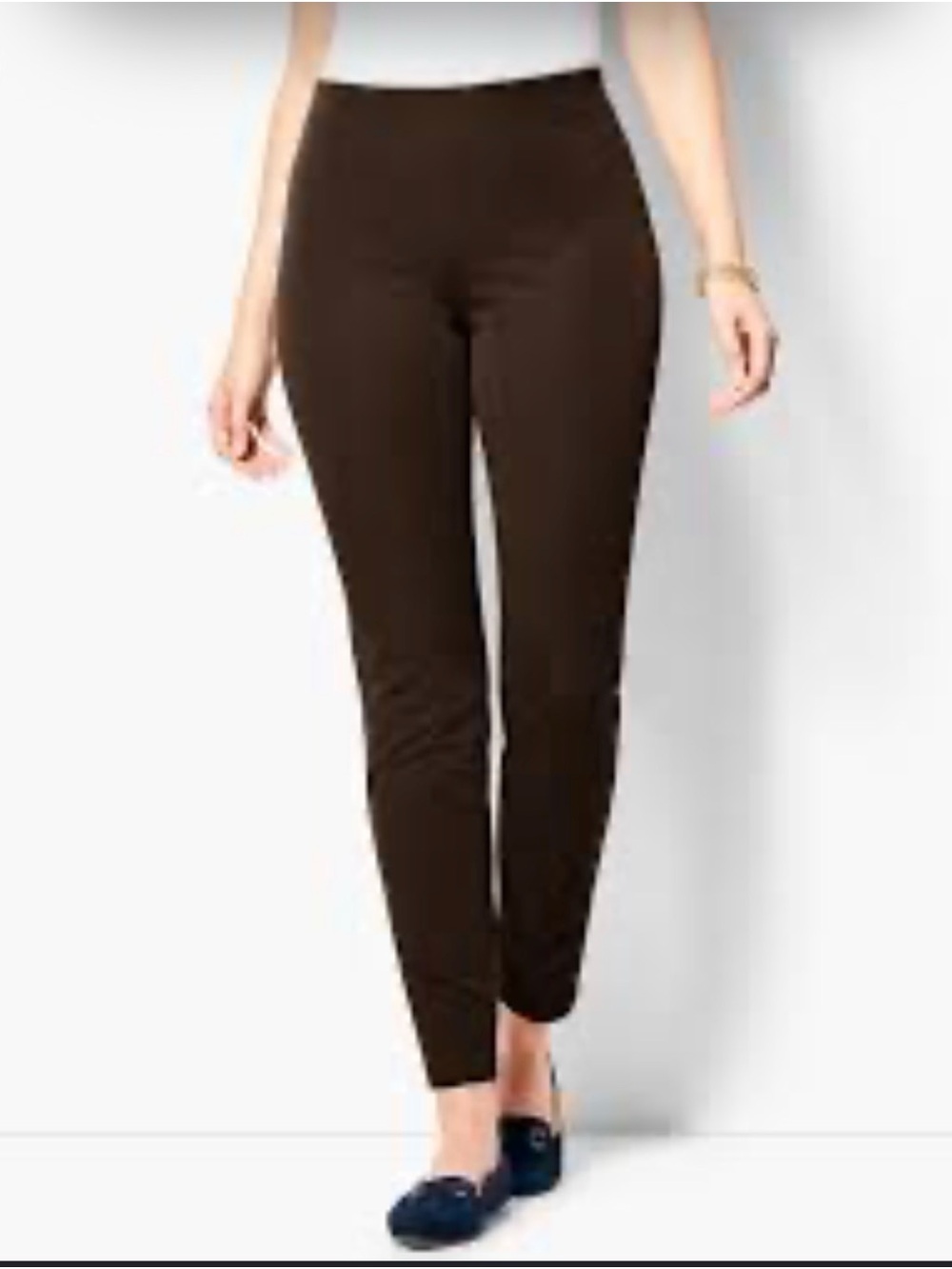 Talbots Brown Pull On Ankle Pants Zipper Hem Size 12